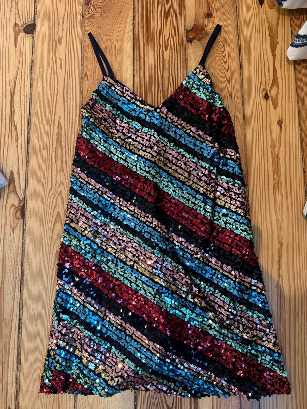 As U Wish Multicolor Sequin Diagonal Stripe Mini Dress